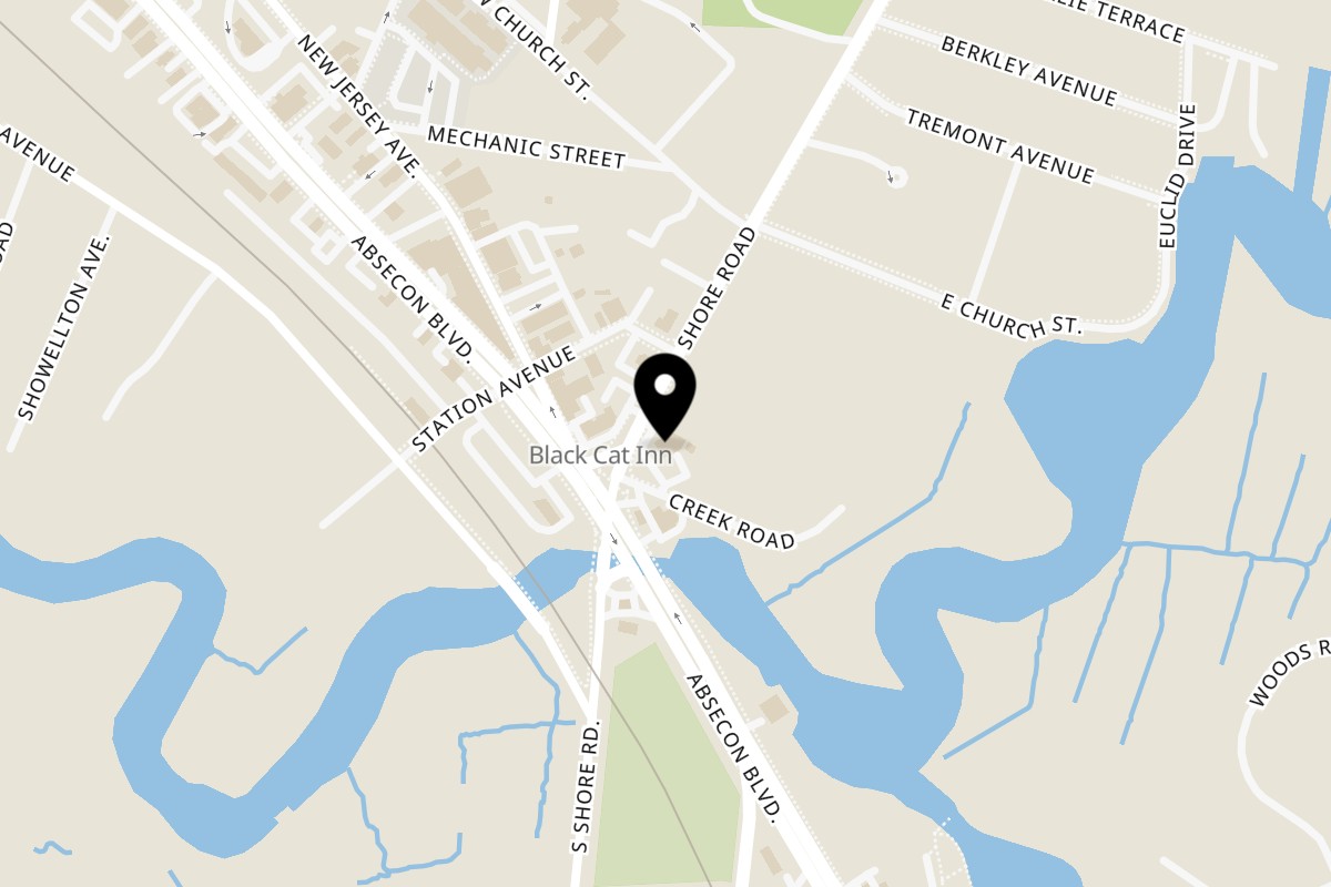 Map showing the location of Reddog's Hi Point Pub on 5 N Shore Rd in Absecon